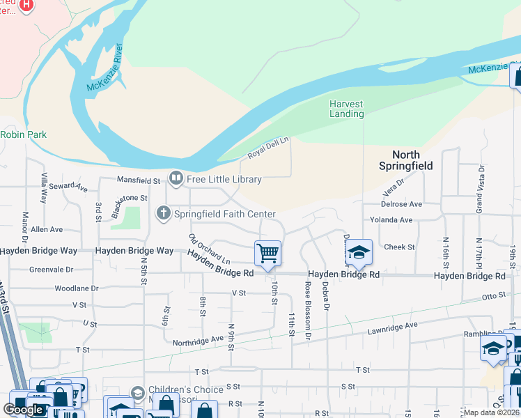 map of restaurants, bars, coffee shops, grocery stores, and more near 906 McKenzie Crest Drive in Springfield