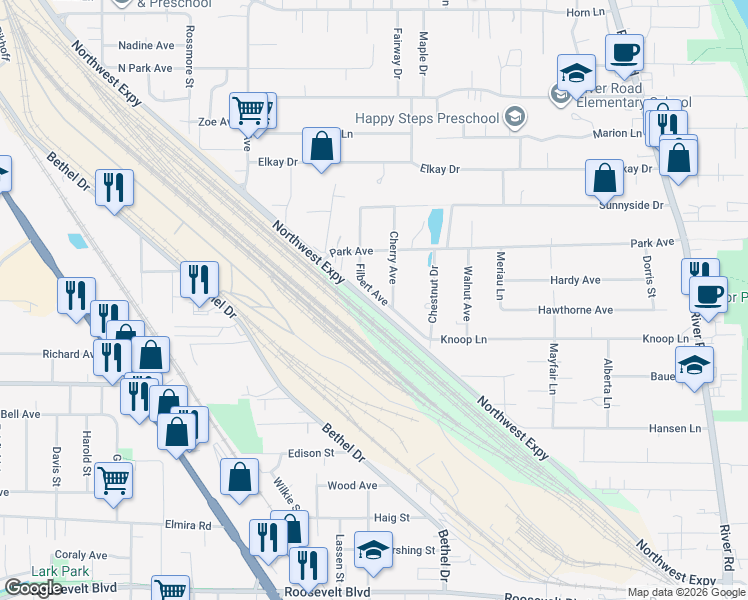 map of restaurants, bars, coffee shops, grocery stores, and more near 760 Cherry Avenue in Eugene