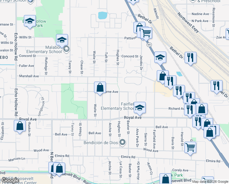 map of restaurants, bars, coffee shops, grocery stores, and more near 3657 Hawthorne Avenue in Eugene