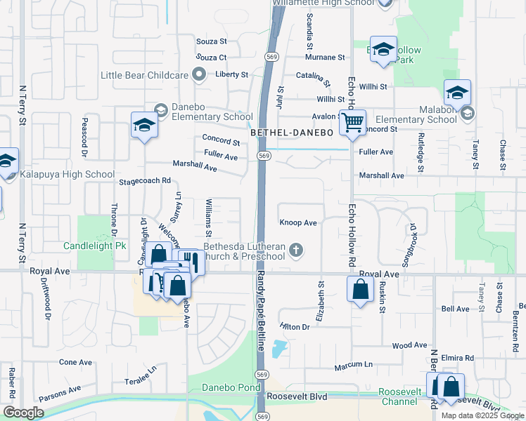 map of restaurants, bars, coffee shops, grocery stores, and more near Randy Pape Beltline in Eugene