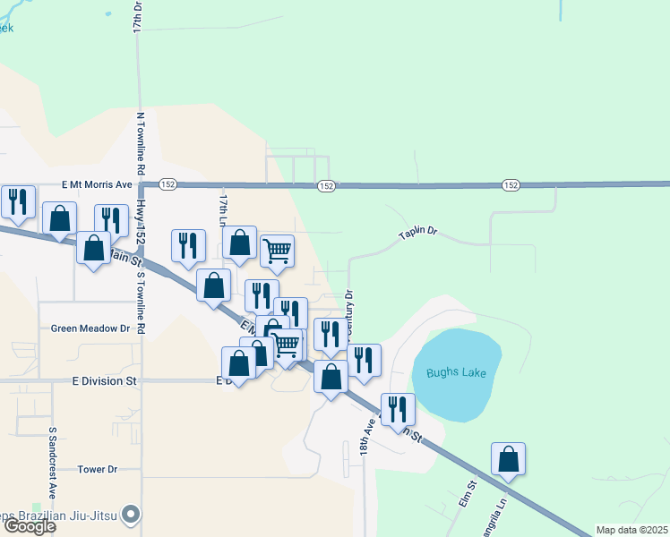 map of restaurants, bars, coffee shops, grocery stores, and more near 224 North Century Drive in Wautoma