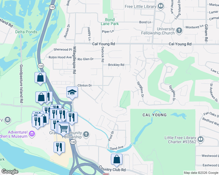 map of restaurants, bars, coffee shops, grocery stores, and more near 1275 Butte Lane in Eugene
