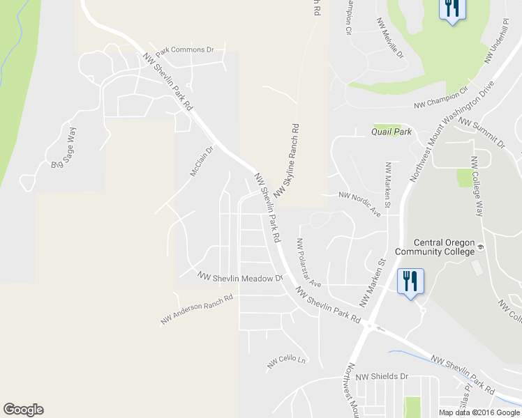 map of restaurants, bars, coffee shops, grocery stores, and more near 2956 Northwest Chardonnay Lane in Bend