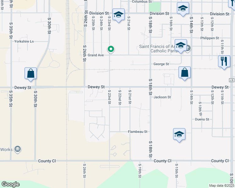 map of restaurants, bars, coffee shops, grocery stores, and more near 2114 South 22nd Street in Manitowoc