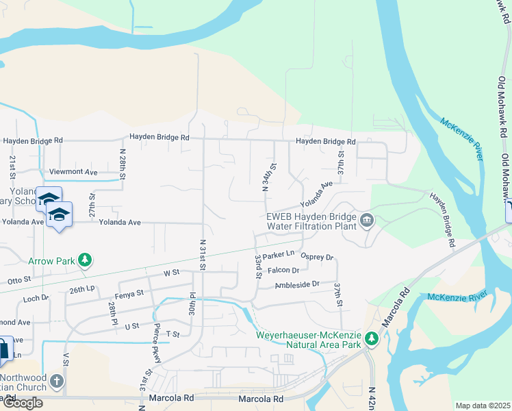 map of restaurants, bars, coffee shops, grocery stores, and more near 3277 Montebello Avenue in Springfield