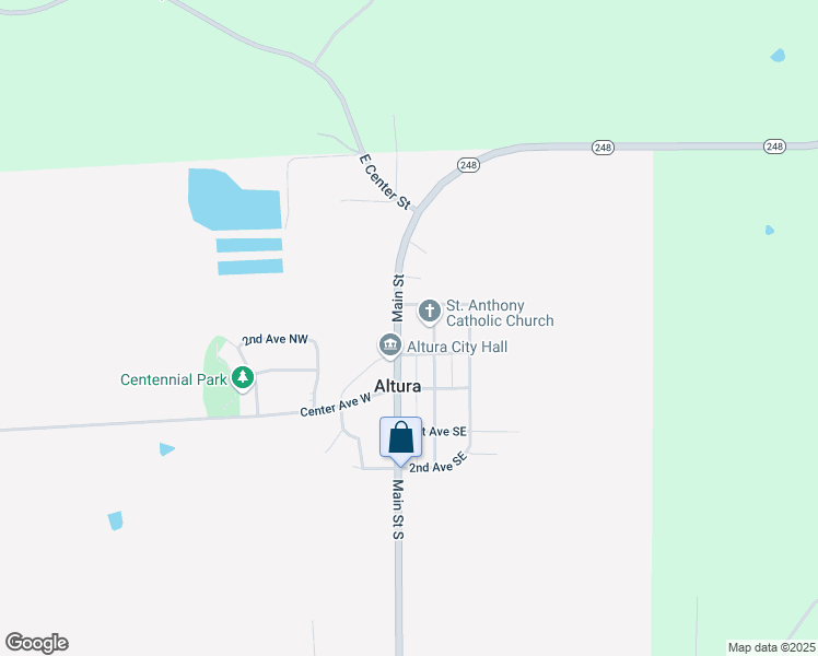 map of restaurants, bars, coffee shops, grocery stores, and more near 104 North East Main in Altura