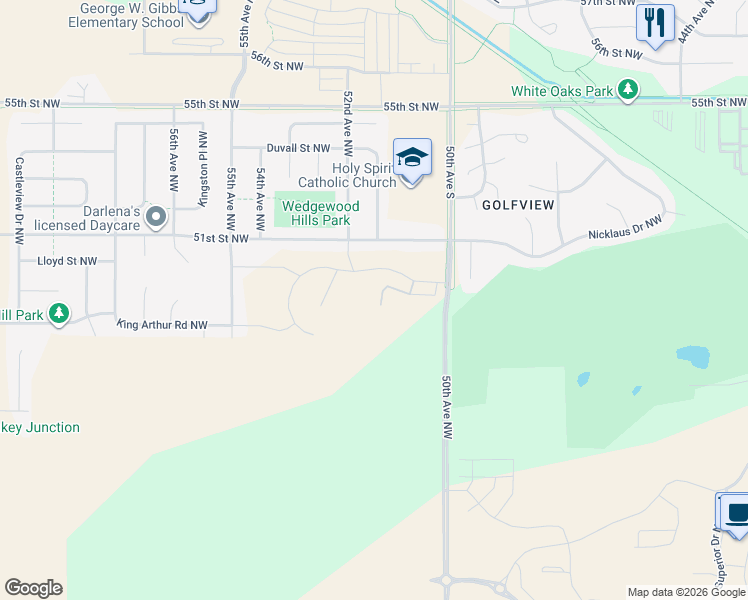 map of restaurants, bars, coffee shops, grocery stores, and more near 4815 50th Avenue South in Rochester