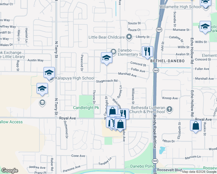 map of restaurants, bars, coffee shops, grocery stores, and more near 1113 Candlelight Drive in Eugene