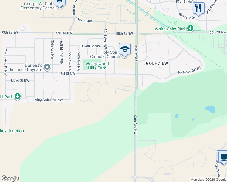 map of restaurants, bars, coffee shops, grocery stores, and more near 4815 50th Avenue South in Rochester
