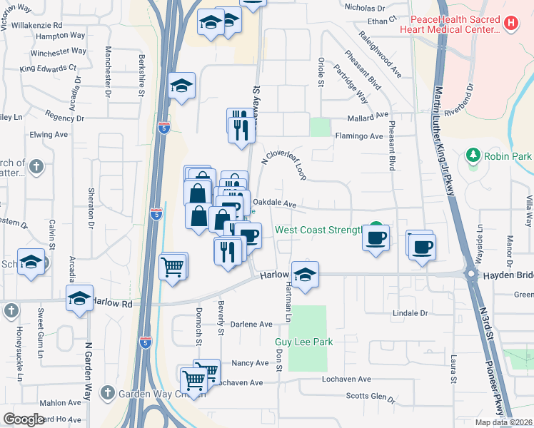 map of restaurants, bars, coffee shops, grocery stores, and more near 889 Oakdale Avenue in Springfield
