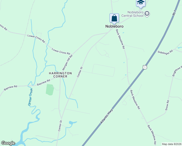map of restaurants, bars, coffee shops, grocery stores, and more near 121 Evergreen Estates Road in Nobleboro