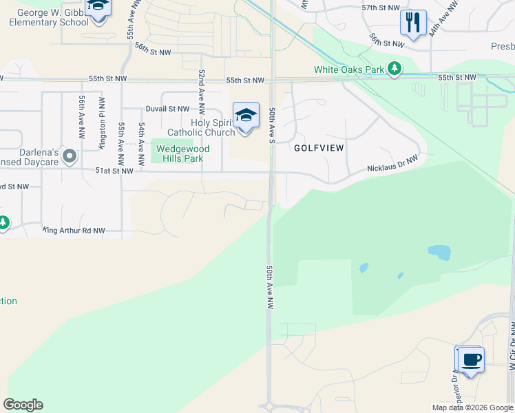 map of restaurants, bars, coffee shops, grocery stores, and more near 4815 50th Avenue Northwest in Rochester