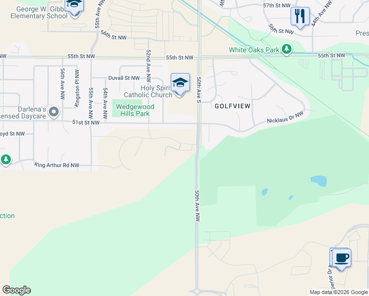 map of restaurants, bars, coffee shops, grocery stores, and more near 4815 50th Avenue Northwest in Rochester