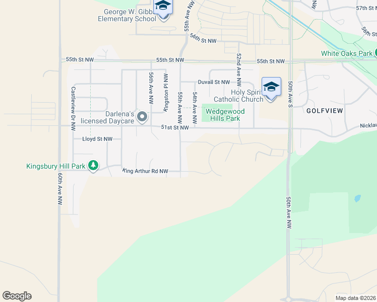 map of restaurants, bars, coffee shops, grocery stores, and more near 5398 51st Street Northwest in Rochester