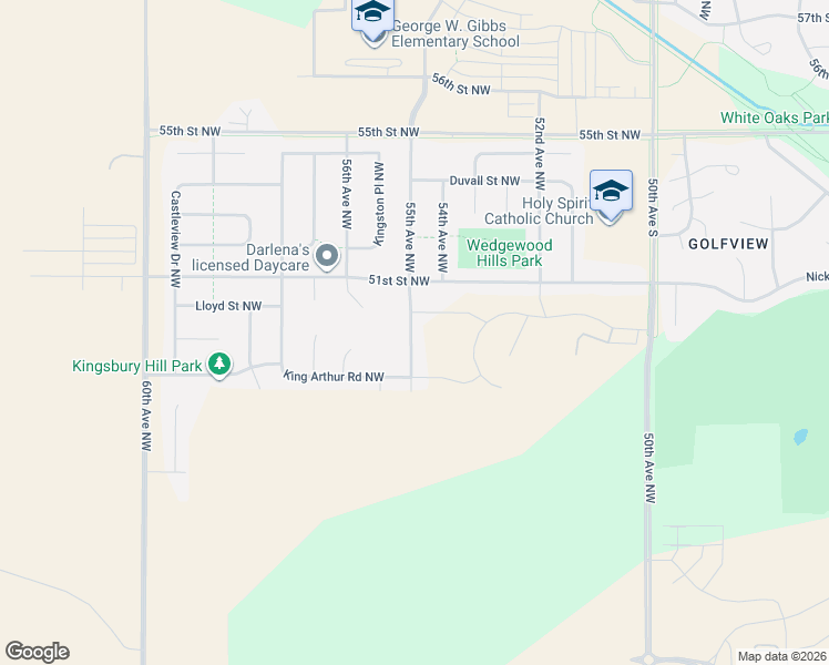 map of restaurants, bars, coffee shops, grocery stores, and more near 5041 55th Avenue Northwest in Rochester