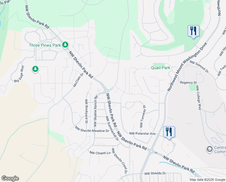 map of restaurants, bars, coffee shops, grocery stores, and more near 62660 Northwest Skyline Ranch Road in Bend