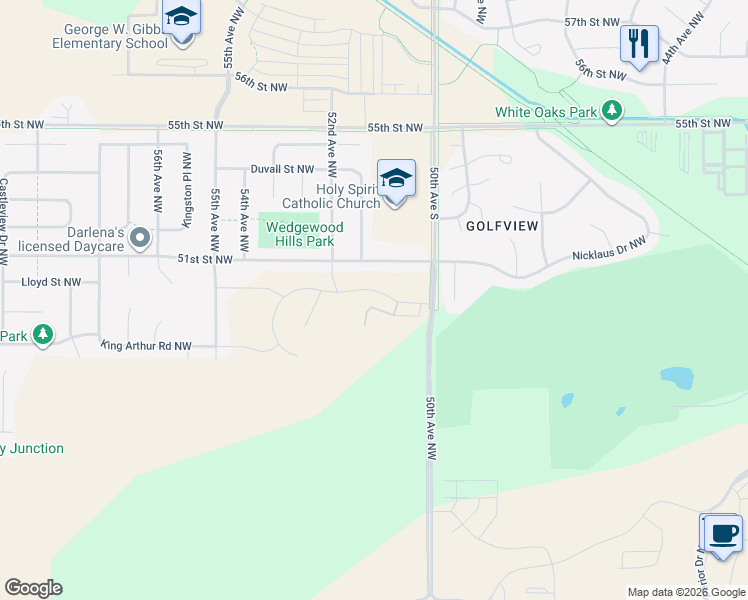 map of restaurants, bars, coffee shops, grocery stores, and more near 5102 51st Street Northwest in Rochester