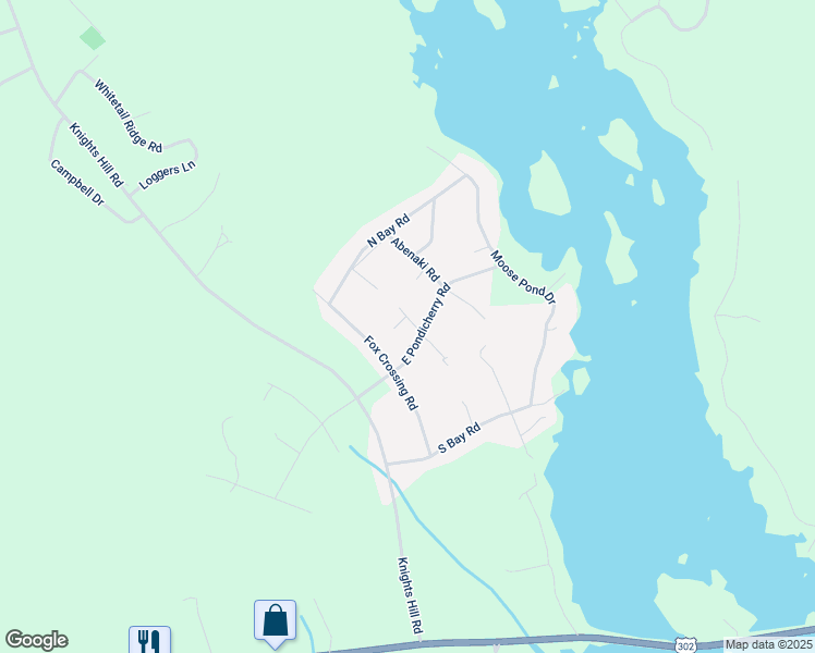 map of restaurants, bars, coffee shops, grocery stores, and more near 6 Deer Circle in Bridgton