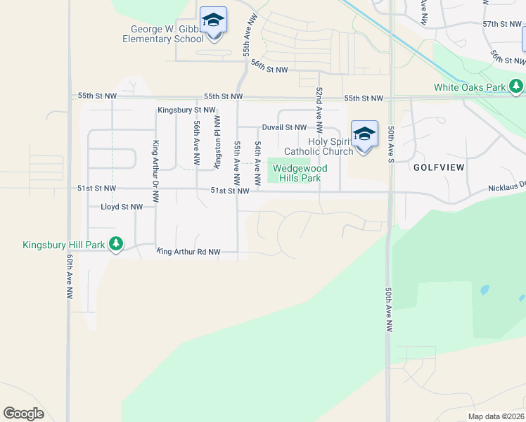 map of restaurants, bars, coffee shops, grocery stores, and more near 5398 51st Street Northwest in Rochester