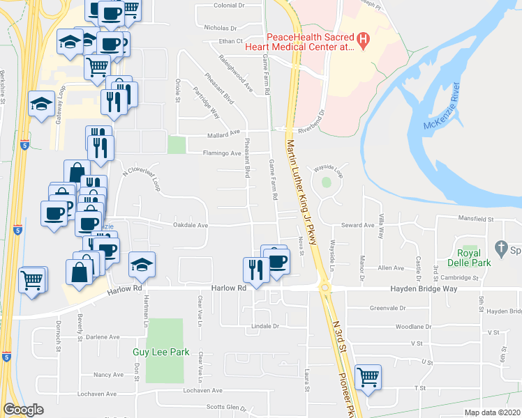 map of restaurants, bars, coffee shops, grocery stores, and more near 477 Brookdale Avenue in Springfield
