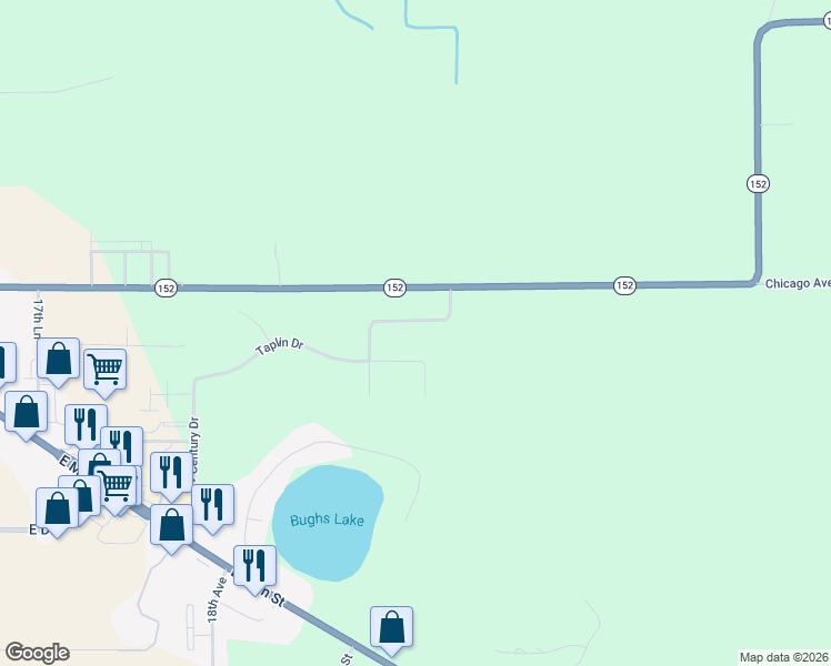 map of restaurants, bars, coffee shops, grocery stores, and more near 1079 Lake Ridge Road in Wautoma