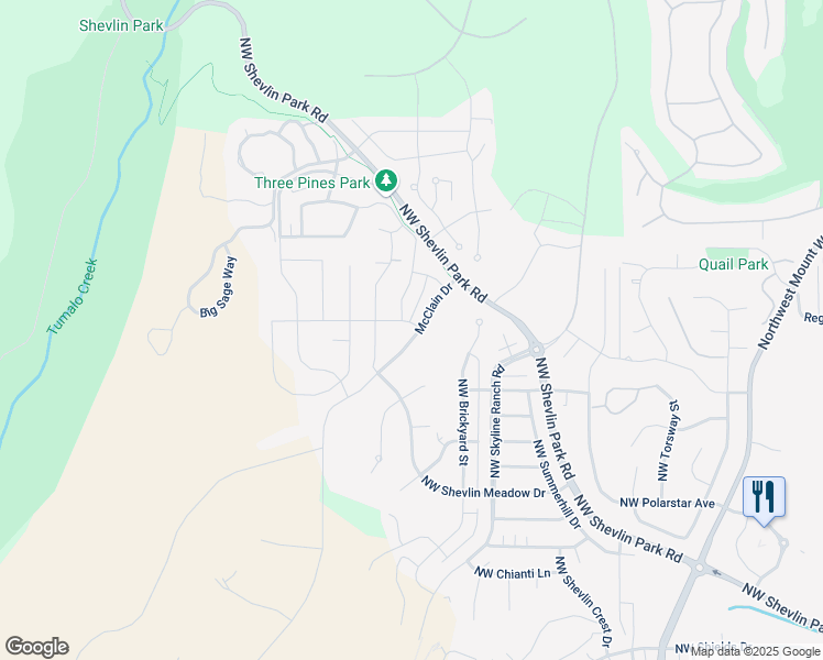map of restaurants, bars, coffee shops, grocery stores, and more near 62628 McClain Drive in Bend