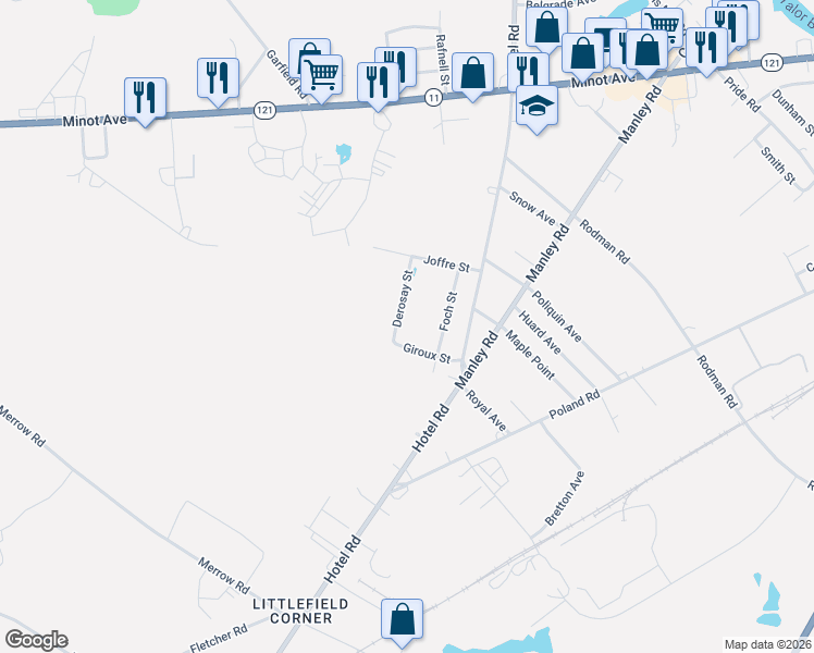 map of restaurants, bars, coffee shops, grocery stores, and more near 49 Giroux Street in Auburn