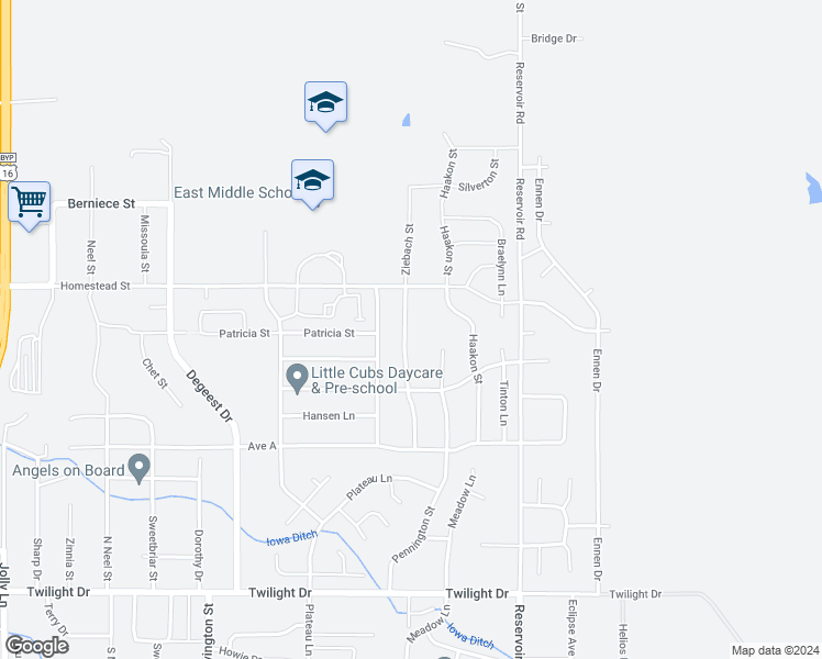 map of restaurants, bars, coffee shops, grocery stores, and more near 962 Ziebach Street in Rapid City