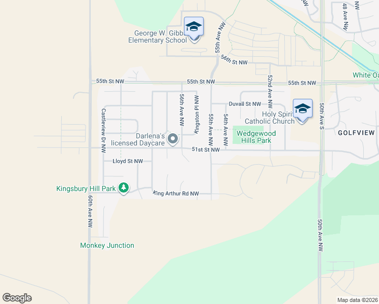 map of restaurants, bars, coffee shops, grocery stores, and more near 5030 Tower Lane Northwest in Rochester