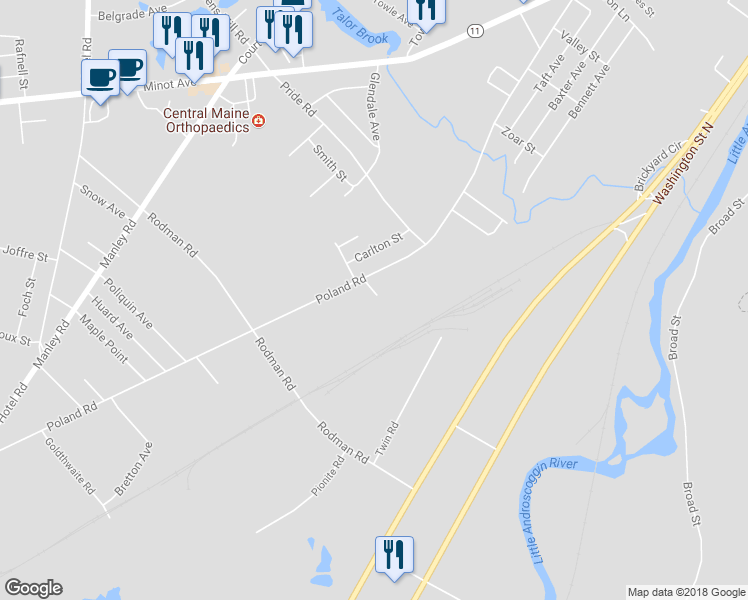 map of restaurants, bars, coffee shops, grocery stores, and more near 19 Melvin Street in Auburn