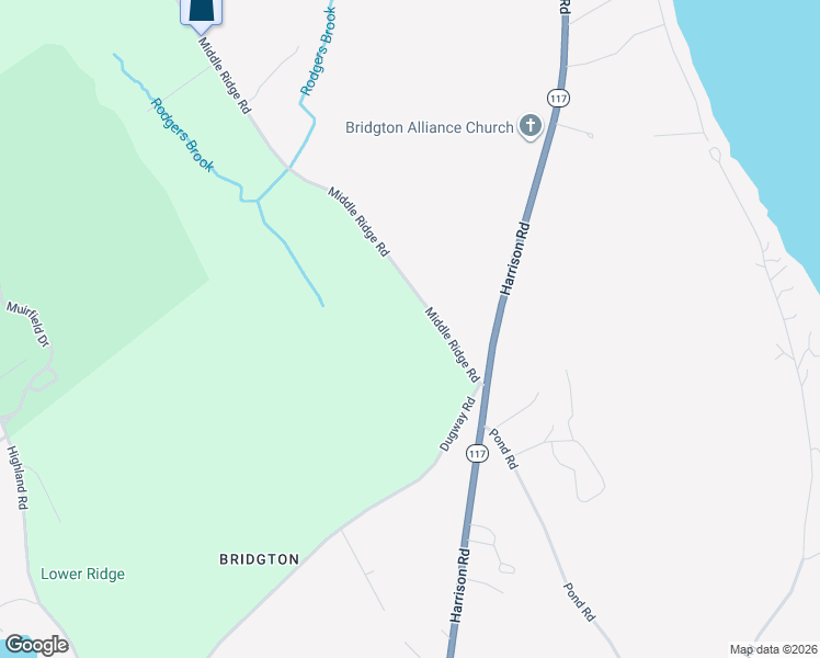 map of restaurants, bars, coffee shops, grocery stores, and more near 26 Middle Ridge Road in Bridgton