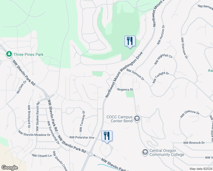 map of restaurants, bars, coffee shops, grocery stores, and more near 2675 Northwest Havre Court in Bend