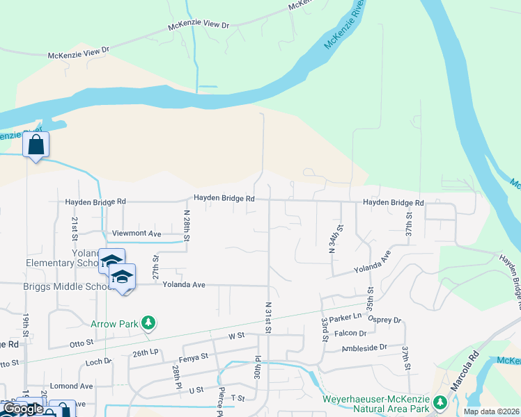 map of restaurants, bars, coffee shops, grocery stores, and more near 2772 31st Street in Springfield