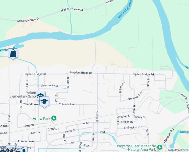 map of restaurants, bars, coffee shops, grocery stores, and more near 2772 31st Street in Springfield