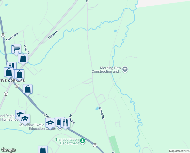 map of restaurants, bars, coffee shops, grocery stores, and more near 168 Brown Road in Poland