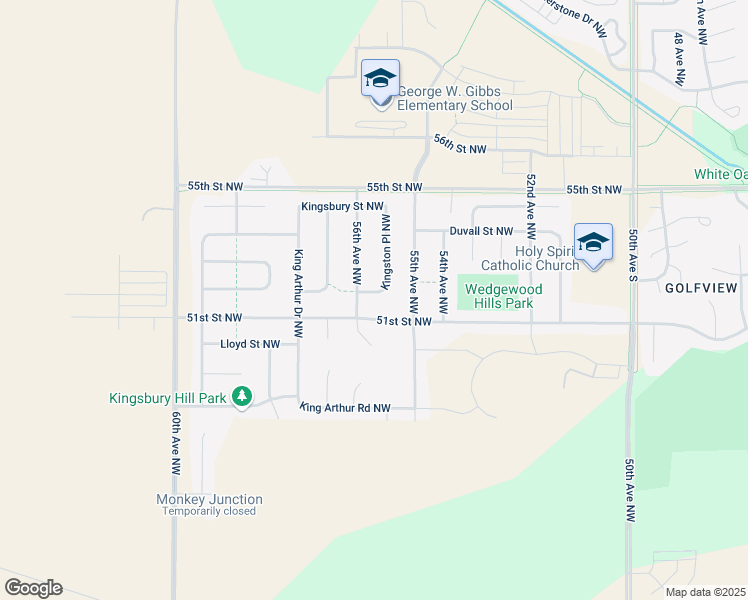 map of restaurants, bars, coffee shops, grocery stores, and more near 5138 Kingston Place Northwest in Rochester