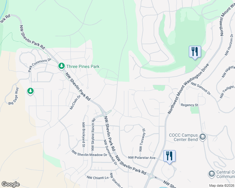map of restaurants, bars, coffee shops, grocery stores, and more near 62660 Northwest Skyline Ranch Road in Bend