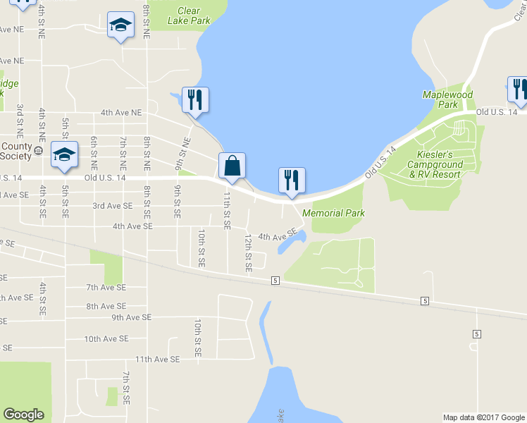 map of restaurants, bars, coffee shops, grocery stores, and more near 1208 East Elm Avenue in Waseca