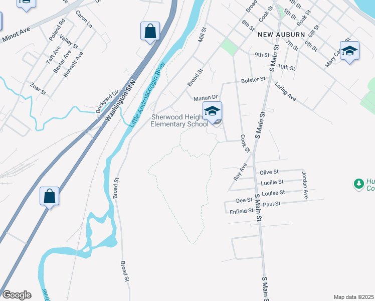 map of restaurants, bars, coffee shops, grocery stores, and more near 32 Sherwood Drive in Auburn