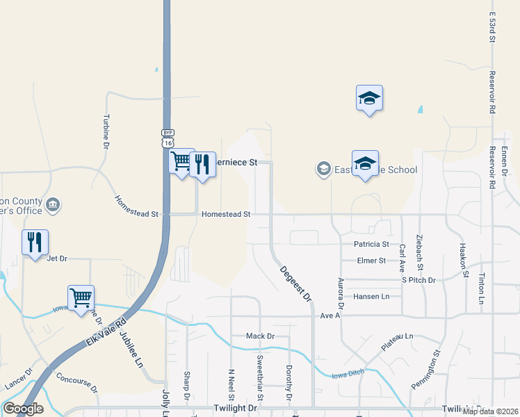 map of restaurants, bars, coffee shops, grocery stores, and more near 928 Missoula Street in Rapid City