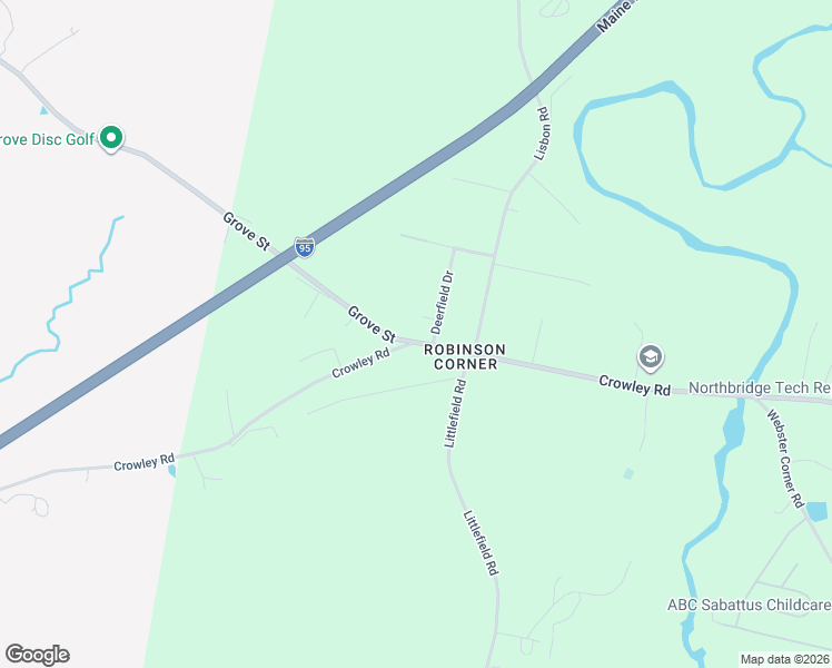 map of restaurants, bars, coffee shops, grocery stores, and more near 386 Crowley Road in Sabattus