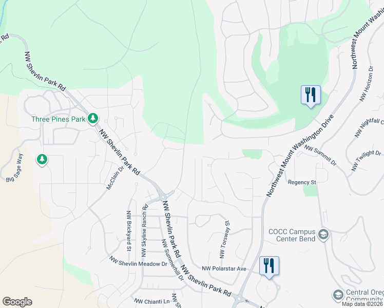 map of restaurants, bars, coffee shops, grocery stores, and more near 62660 Northwest Skyline Ranch Road in Bend