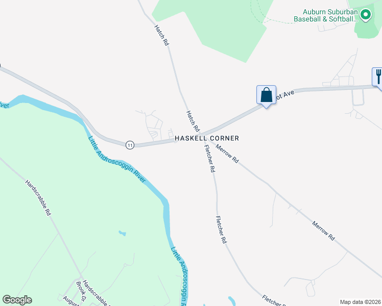 map of restaurants, bars, coffee shops, grocery stores, and more near 634 Fletcher Road in Auburn