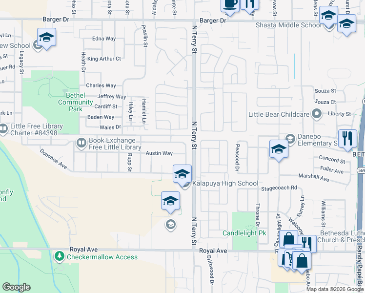 map of restaurants, bars, coffee shops, grocery stores, and more near 1346 Adelman Loop in Eugene