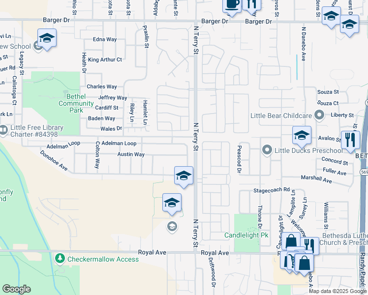 map of restaurants, bars, coffee shops, grocery stores, and more near 1344 Adelman Loop in Eugene