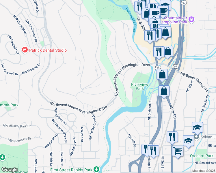 map of restaurants, bars, coffee shops, grocery stores, and more near 3407 Northwest Fairway Heights Drive in Bend