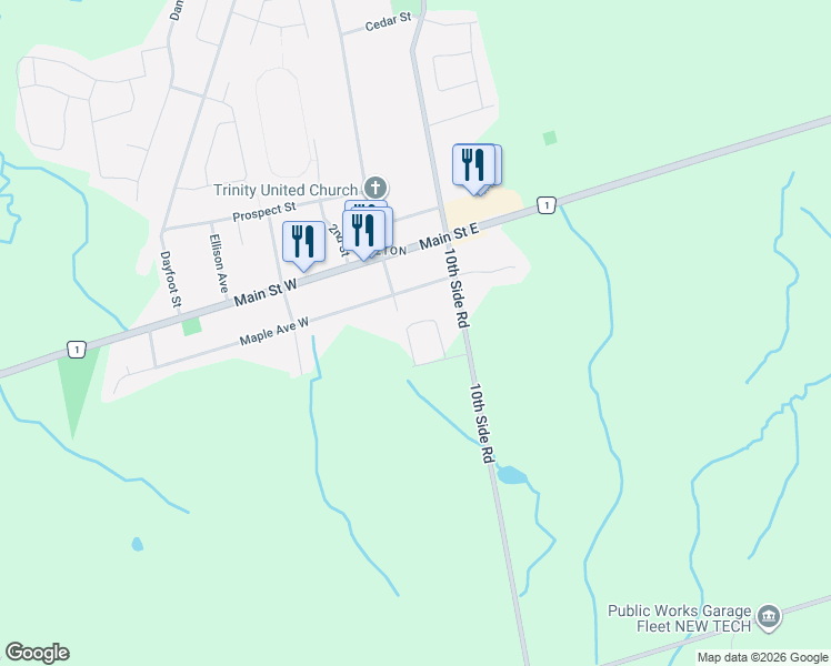 map of restaurants, bars, coffee shops, grocery stores, and more near 15 Gould Crescent in New Tecumseth