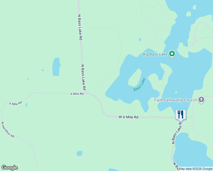 map of restaurants, bars, coffee shops, grocery stores, and more near 6076 North Island View Lane in Irons