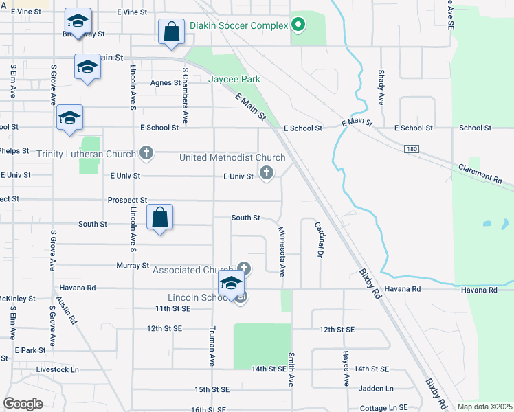 map of restaurants, bars, coffee shops, grocery stores, and more near 752 Prospect Street in Owatonna