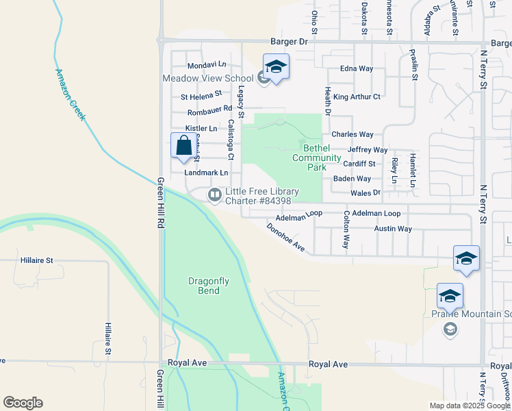 map of restaurants, bars, coffee shops, grocery stores, and more near 5878 Avalon Street in Eugene